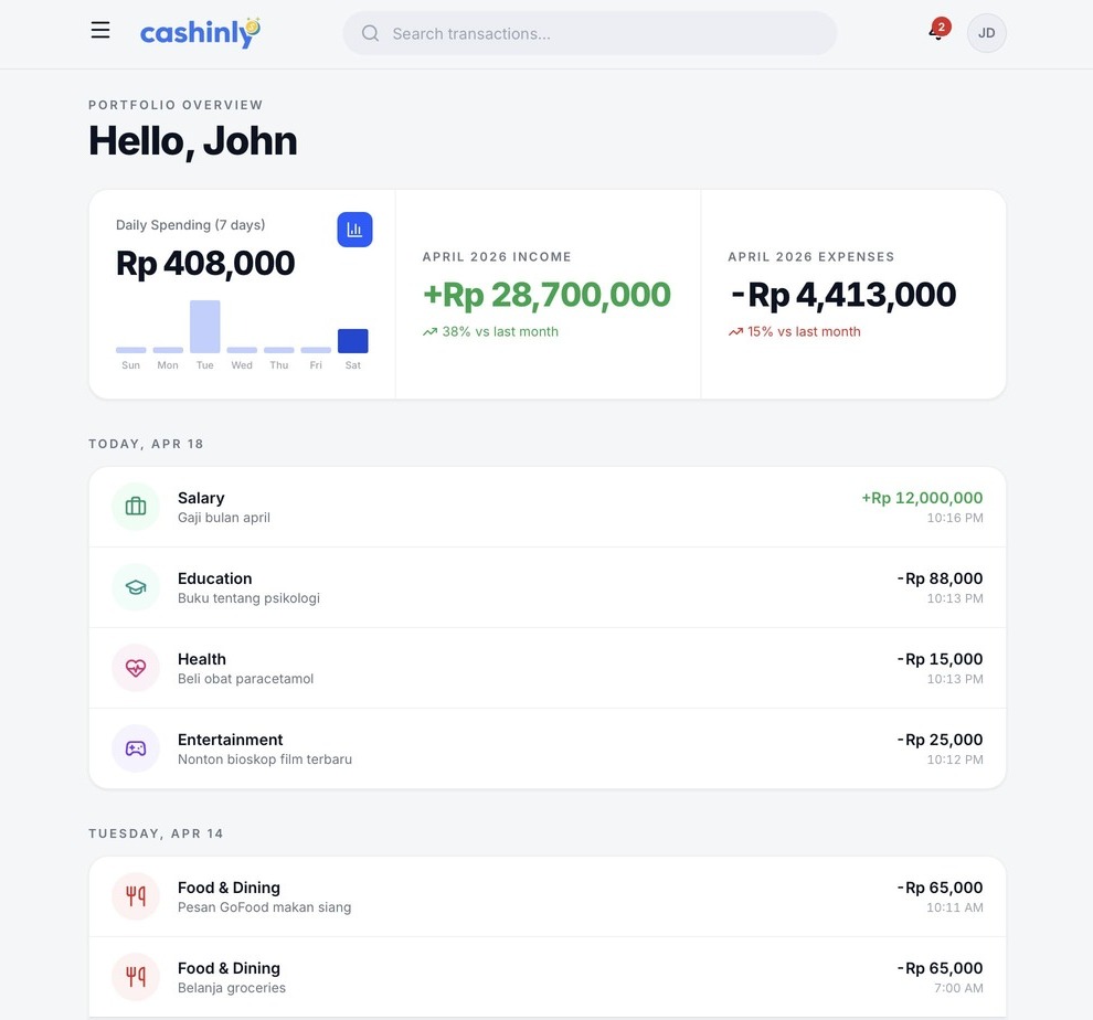 Home dashboard
