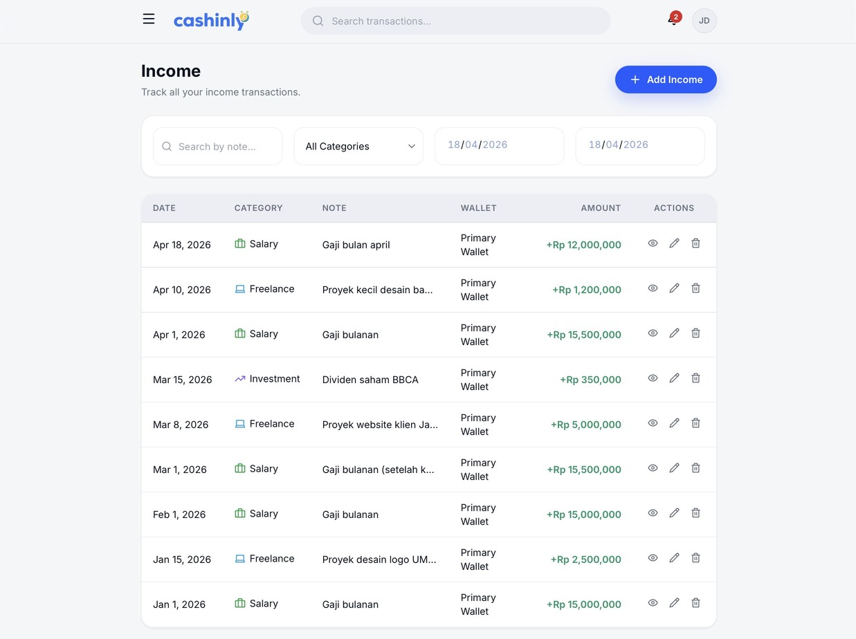 Income tracking